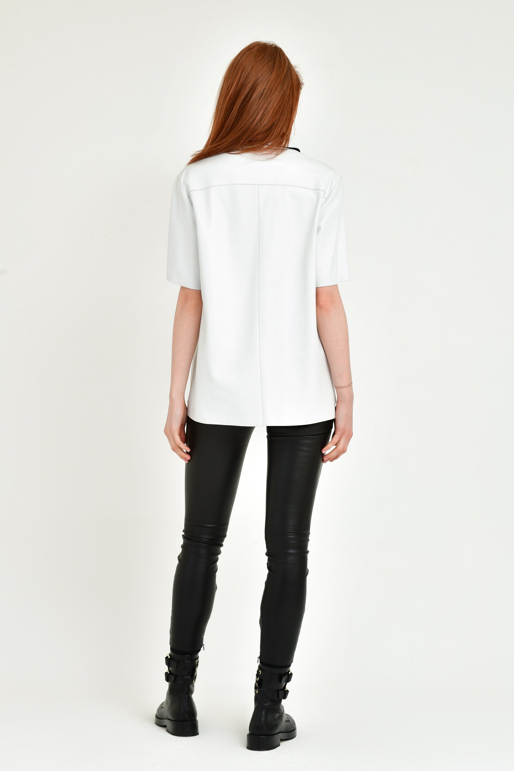 White Leather Polo Shirt