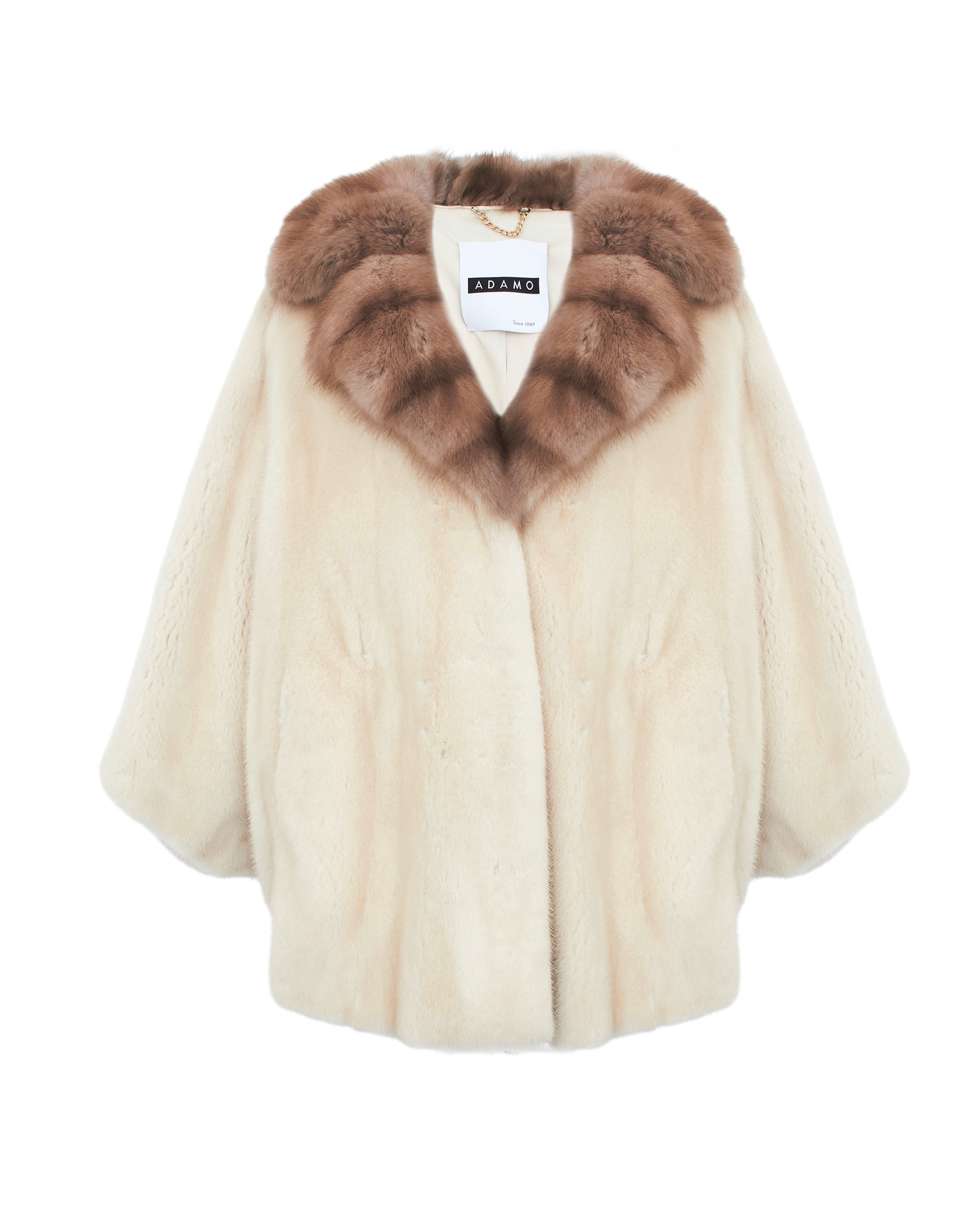 White Long Mink Fur Coat