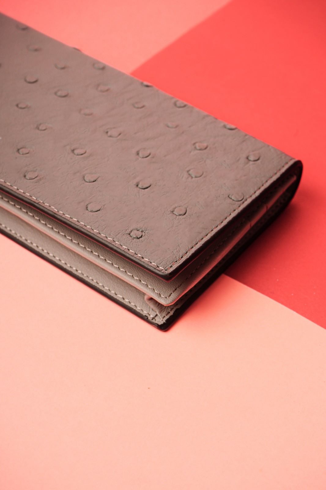 Brown Handmade Ostrich Leather Wallet