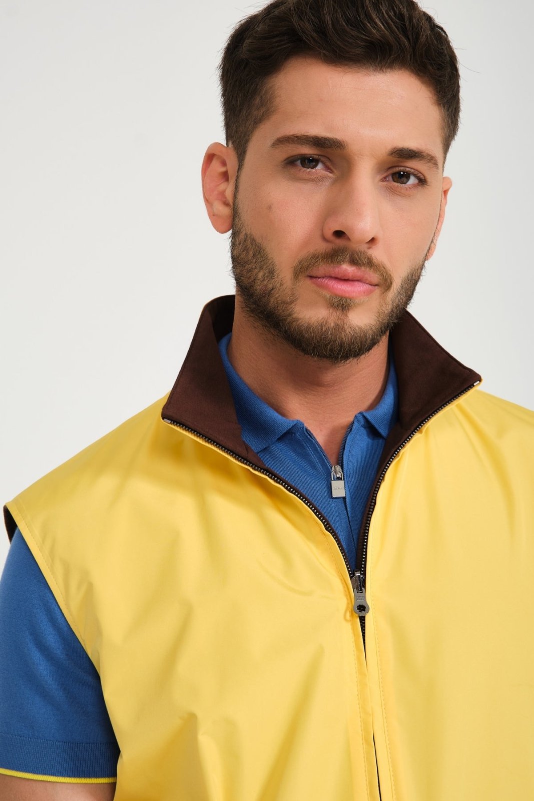 Yellow / Brown Double Face Waterproof Vest - ADAMO